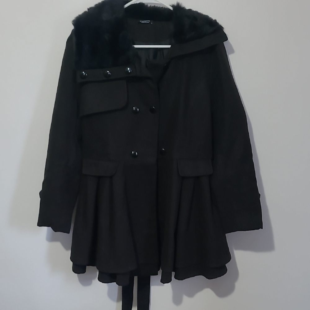 Zeagoo Black Double-Breasted Pea Coat